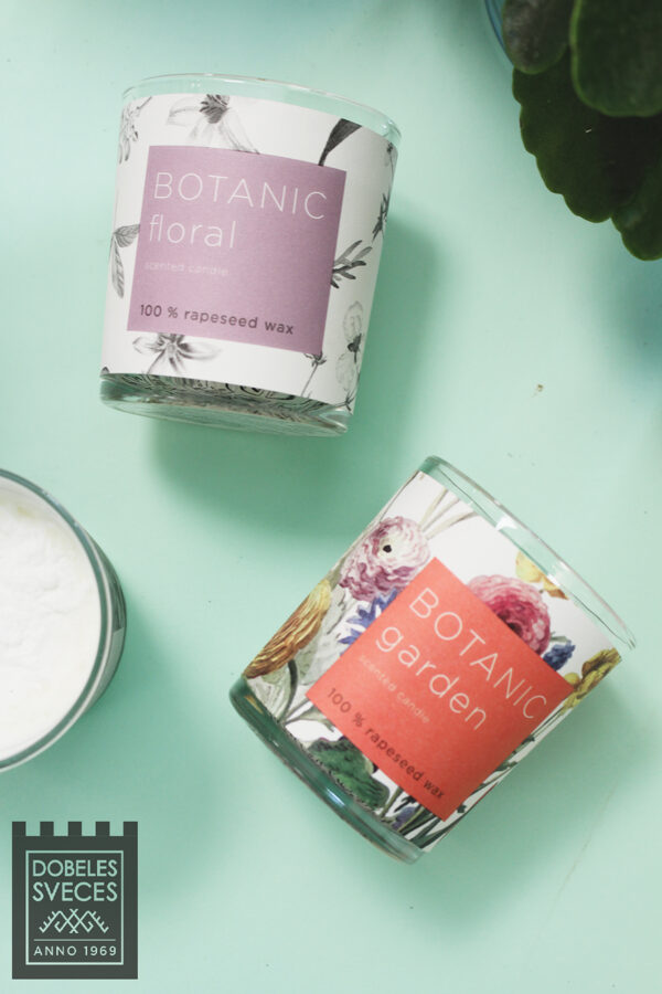 "BOTANIC" sērijas 100% rapša vaska svece "ZIEDU" ar jasmīna ziedu aromātu