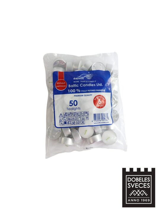 Tējas sveces parafīna - MAZĀS alumīnija trauciņos 50 gab.