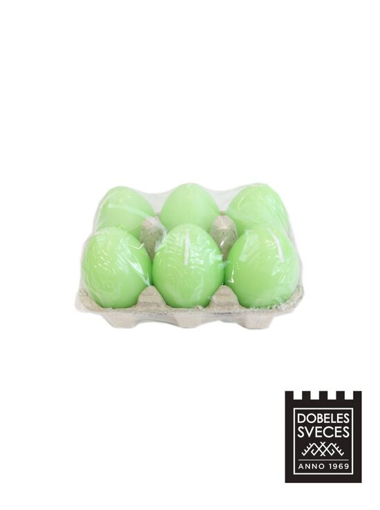 Presēta parafīna pulvera figūrsveces - laima zaļas olas, olu kastītē