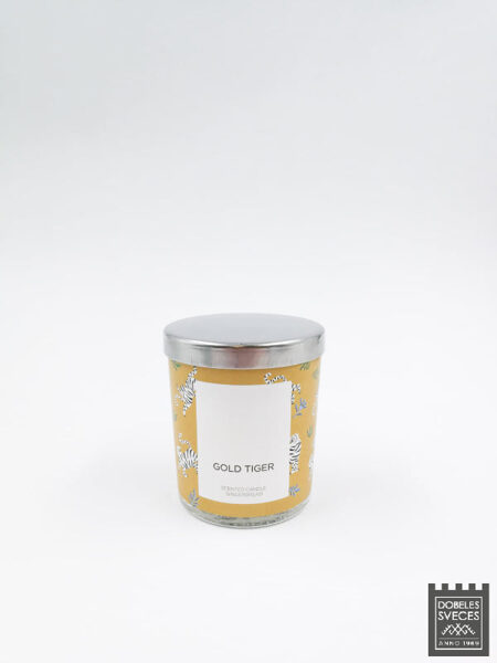 100 % rapša vaska svece “ZELTA TĪĢERIS II” ar saldu "Gingerbread" aromātu