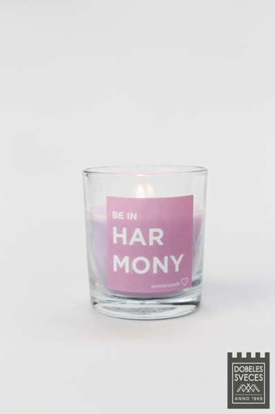 "be in HARMONY" stikla glāzē ar lavandas aromātu